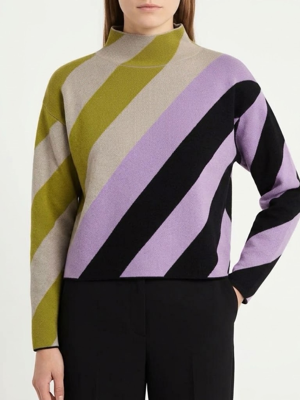 Maeve Anthropologie Womens XS Multi Color Striped Knit Mock Neck Sweater